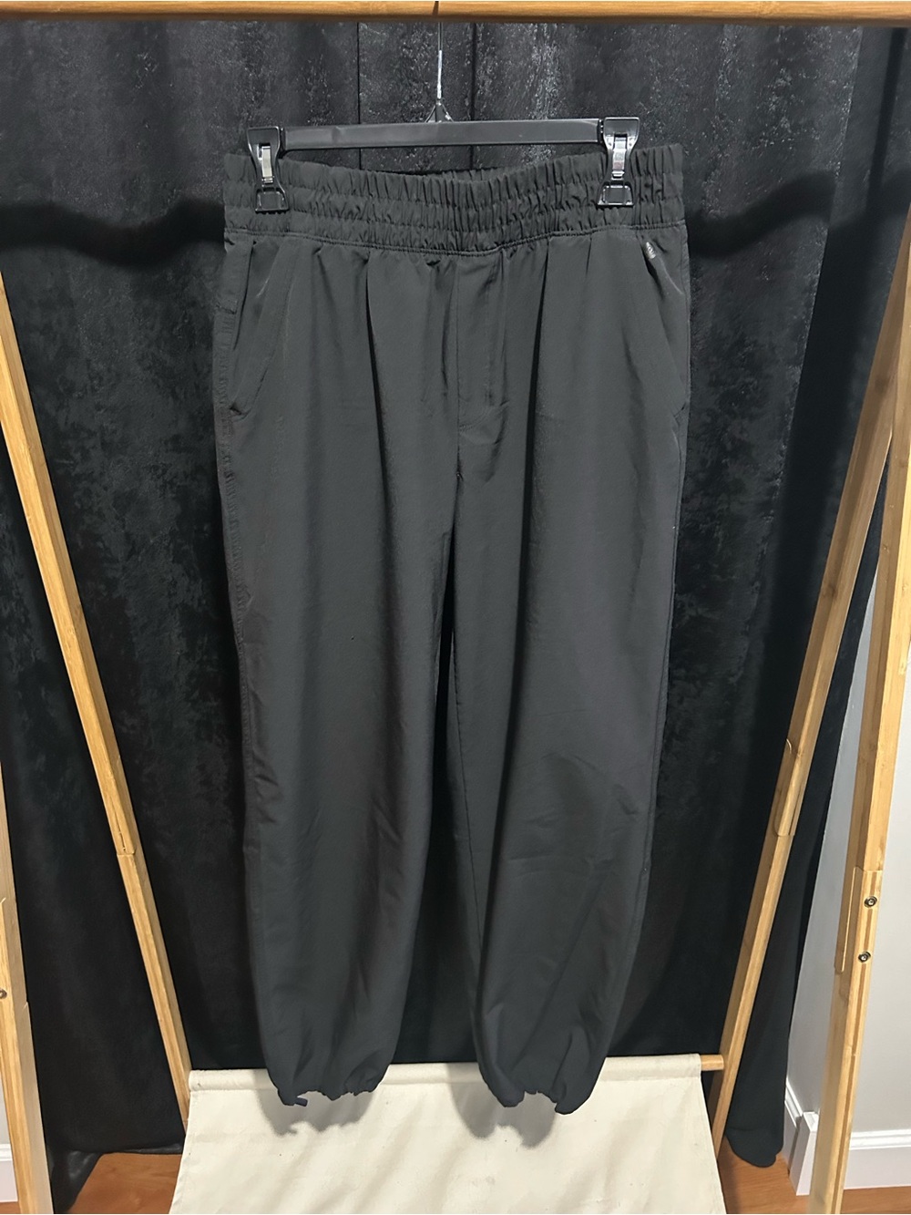Apana Black Track Pants with Elastic Cuffs
